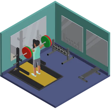 Man Squatting at the Gym  Illustration