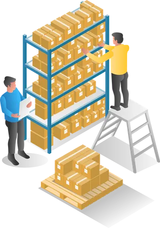 Man stacking delivery packages Illustration