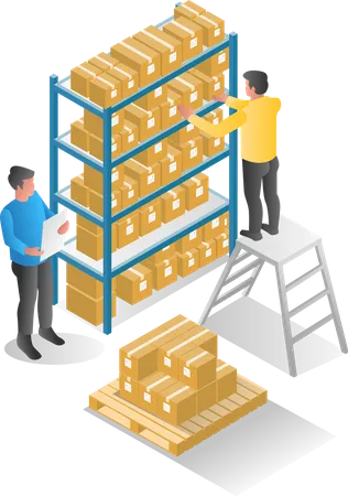 Man stacking delivery packages  Illustration