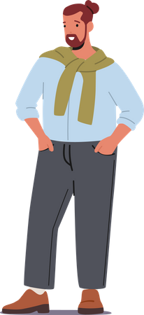 Man stand with hands in pockets  Illustration