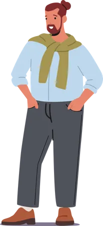 Man stand with hands in pockets Illustration