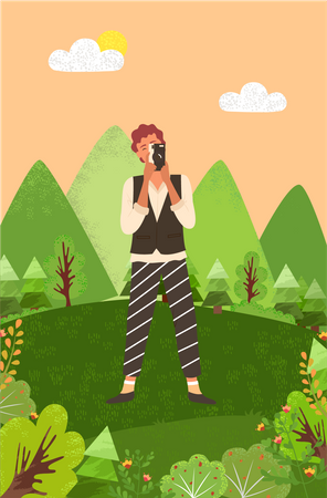 Man standing and clicking  photo  Illustration