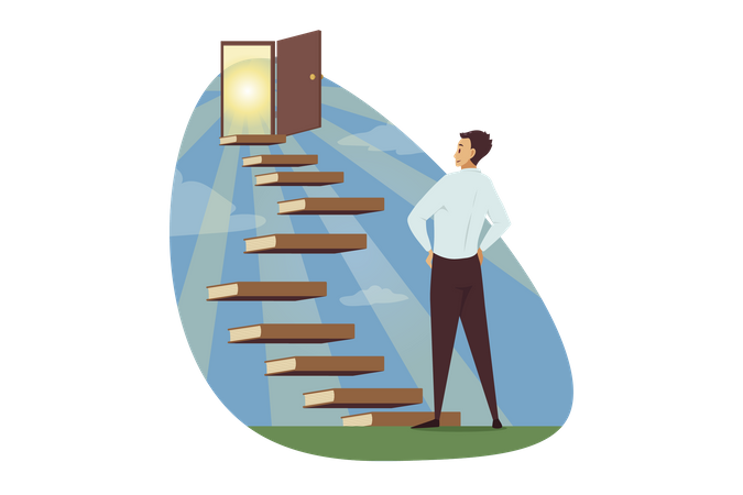 Man standing and thinking about new opportunity  Illustration