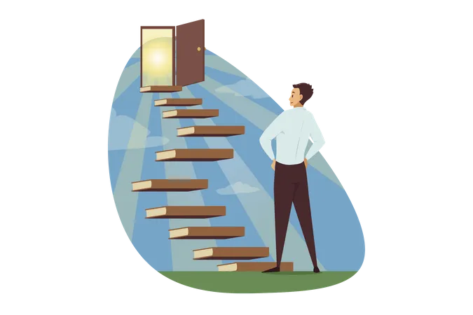 Man standing and thinking about new opportunity  Illustration