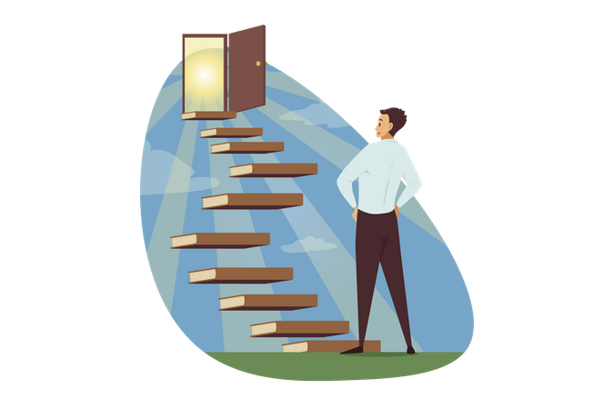 Man standing and thinking about new opportunity  일러스트레이션