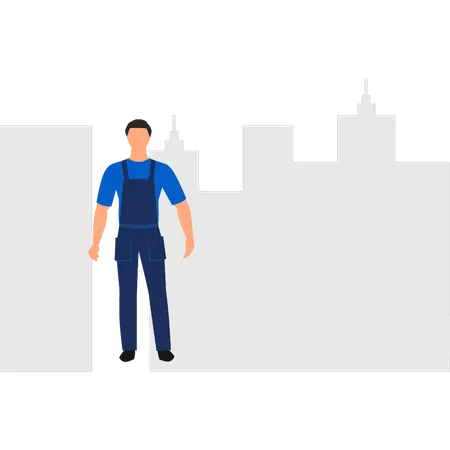 Man standing at construction site  Illustration