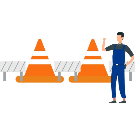 Man standing at construction site  Illustration