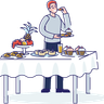 buffet food illustration