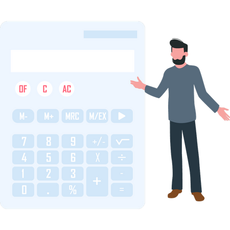 Man standing by calculator  Illustration