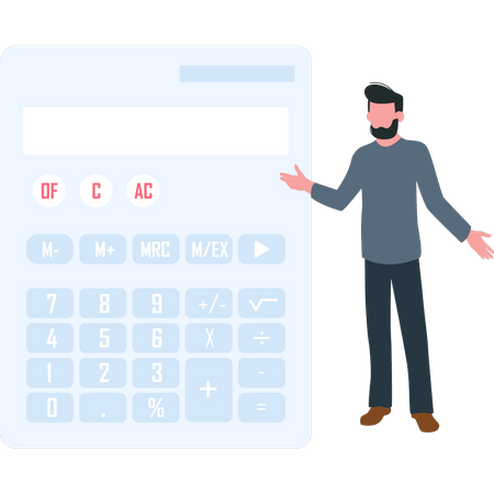 Man standing by calculator  Illustration