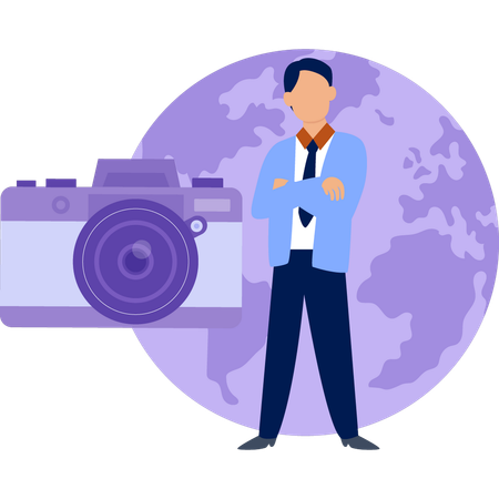 Man standing by  camera  Illustration