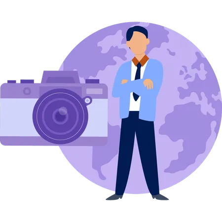 Man standing by  camera  Illustration