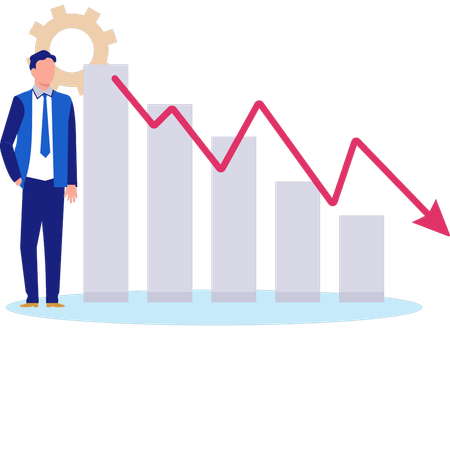 Man standing by graph  Illustration