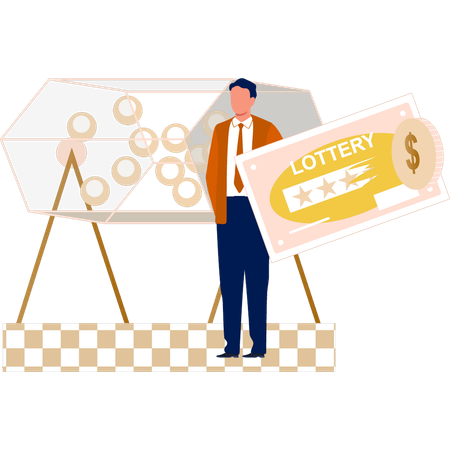 Man standing by lottery box  イラスト