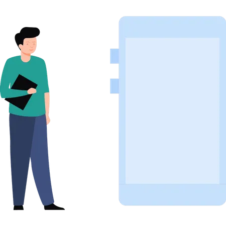 Man standing by mobile  Illustration