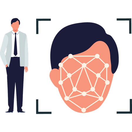 Man standing by the face id  Illustration