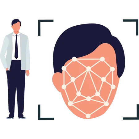 The Man Is Standing By The Face Id Illustration