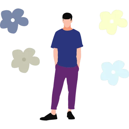 Man Standing Calmly  Illustration