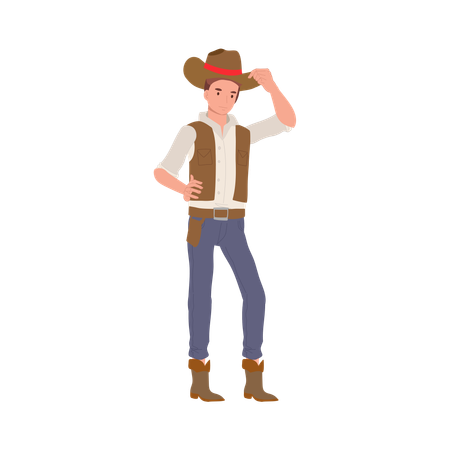 Man standing in cowboy costume  イラスト