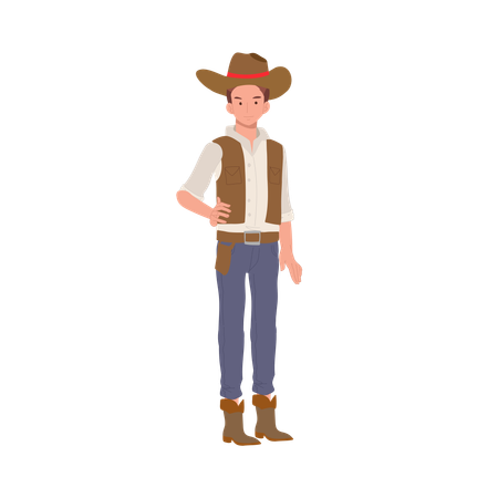 Man standing in cowboy costume  Illustration