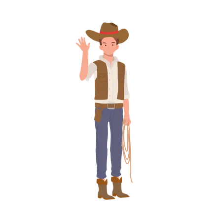 Man standing in cowboy costume  Illustration