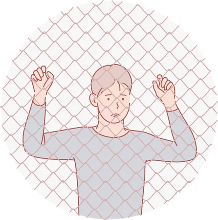 Man standing in jail  Illustration