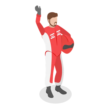 Man standing in racer costume  Illustration
