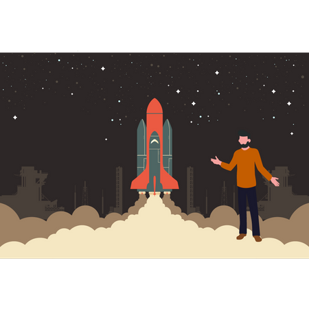 Man standing in space  Illustration