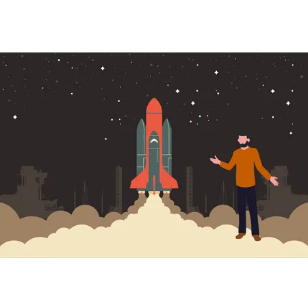 Man standing in space  Illustration