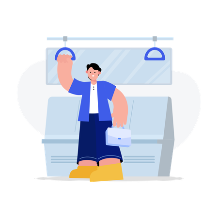 Man Standing in Subway  Illustration