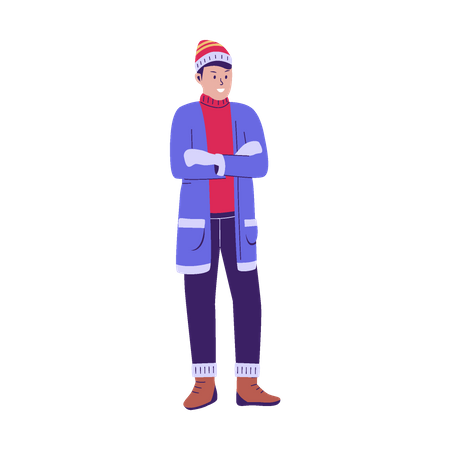 Man standing in winter clothes  Illustration