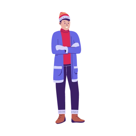 Man People In Winter Clothes W Inter People Collection Flat Design Illustration Illustration