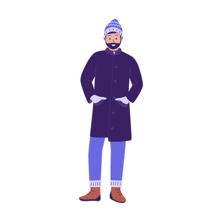 Man standing in winter wear  일러스트레이션