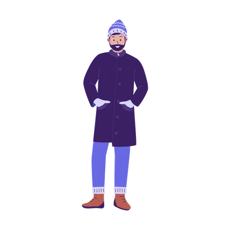 Man standing in winter wear  Illustration
