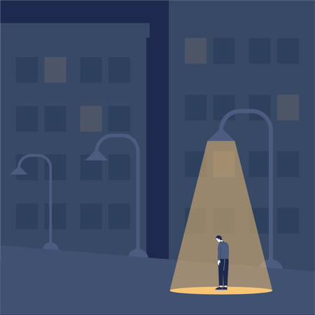 Man standing lonely in city  Illustration