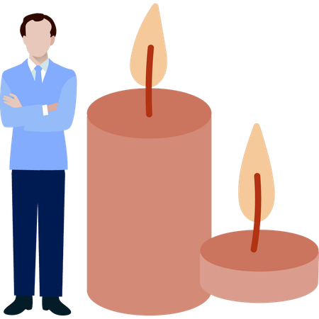 Man standing near brown candle  Illustration