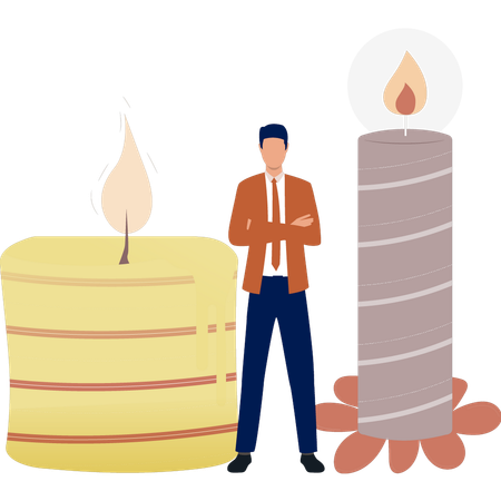 Man standing near candle  Illustration