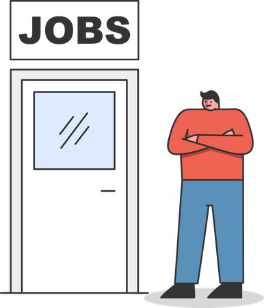 Man standing near door for job interview Illustration