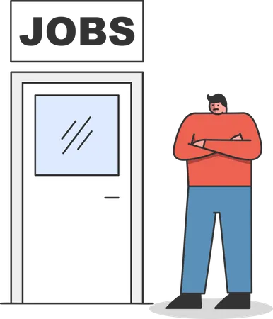 Man standing near door for job interview  Illustration