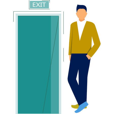 Man standing near exit site  Illustration