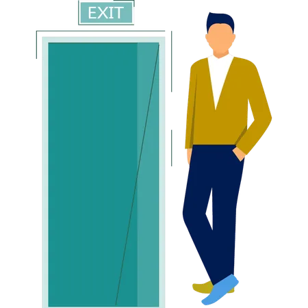 Man standing near exit site  Illustration