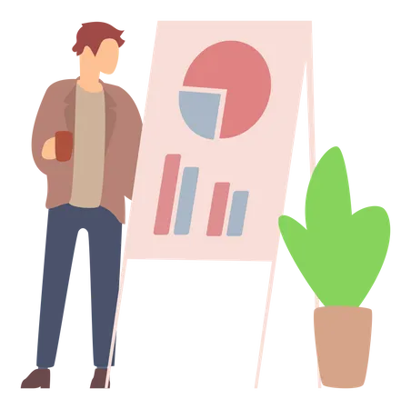 Man standing near flipchart with diagram  Illustration