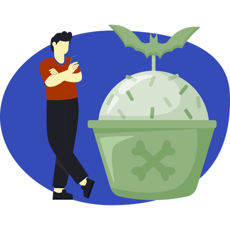 Man standing near hallonween Candy  Illustration