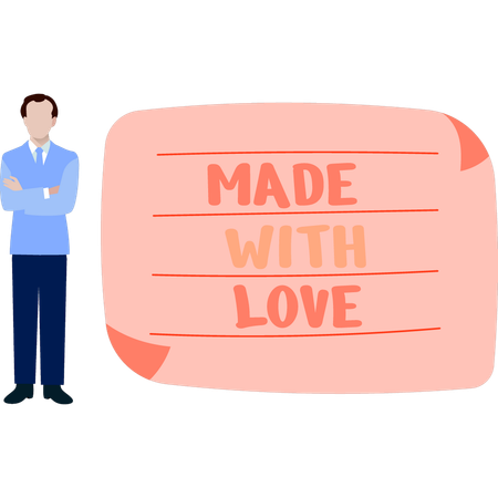 Man standing near love chat  Illustration