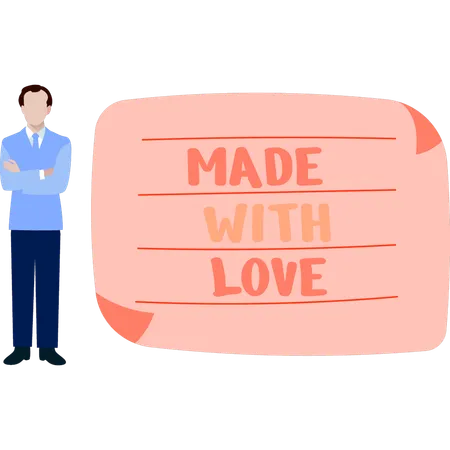 Man standing near love chat  Illustration