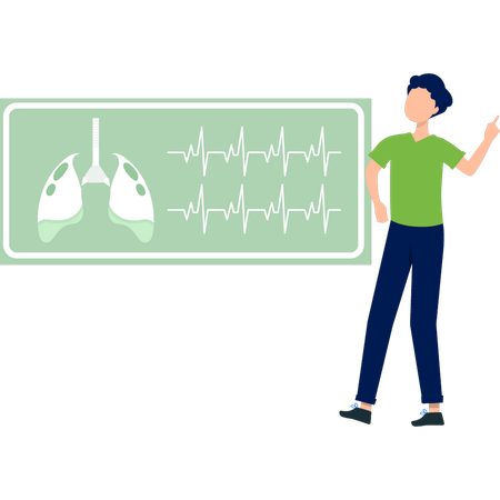 Man standing near lungs structure  Illustration