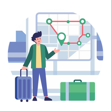Man standing near metro station  Illustration