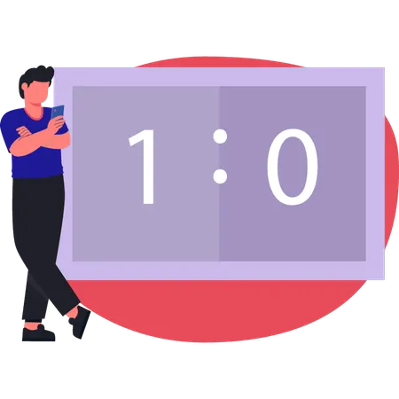 Man standing near soccer scoreboard  Illustration