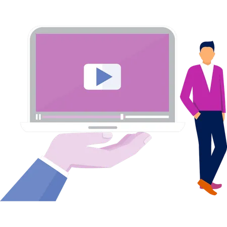 Man standing near video player  Illustration