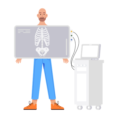 Man standing near near x-ray machine  Illustration